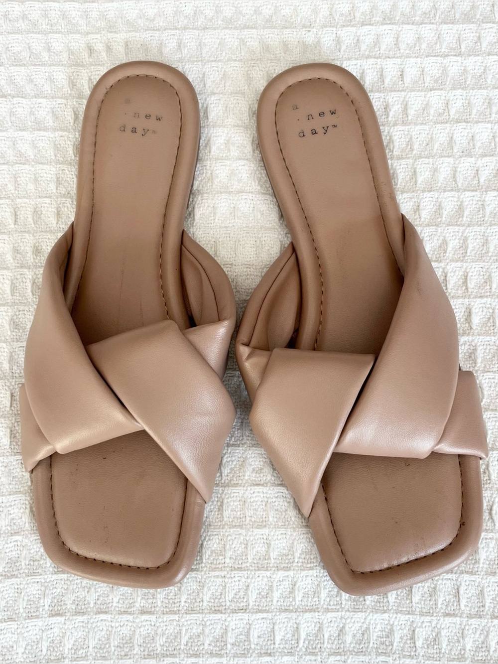 A New Day Tan Braided Slide Sandals size 9